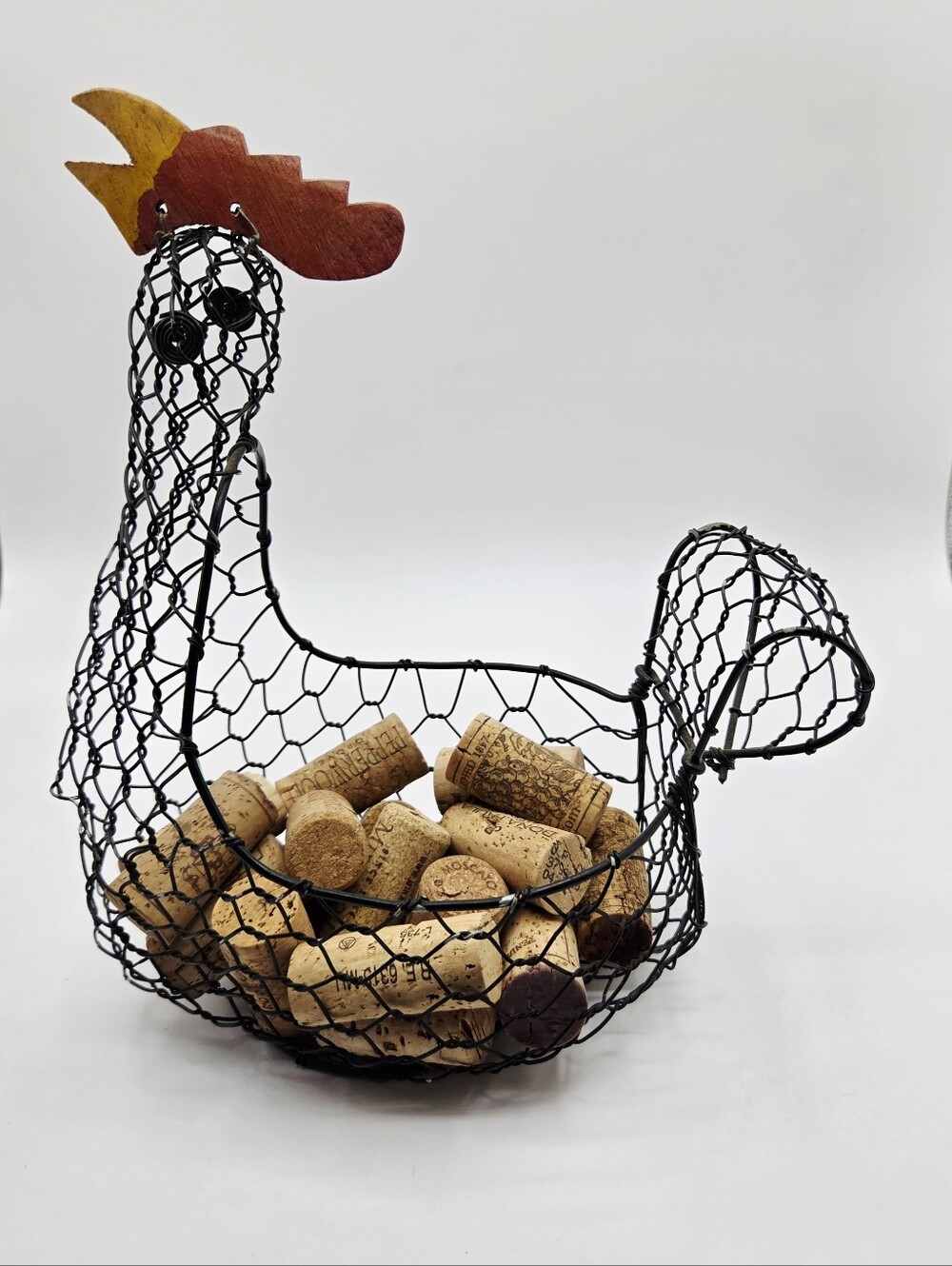 Wire Mesh Chicken Wine Cork Holder